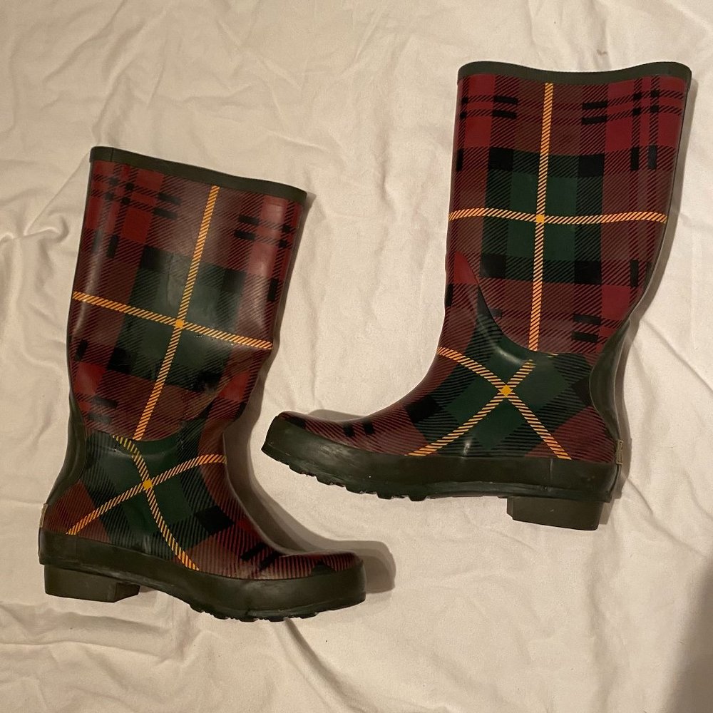 L.L. Bean Plaid Wellie Rain Boots